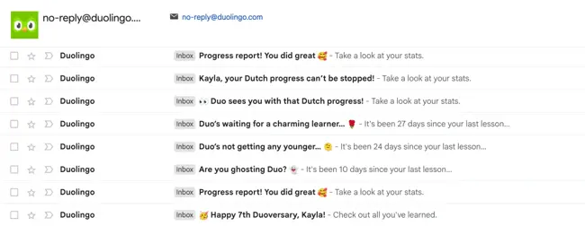 Adaptive marketing strategy example from Duolingo